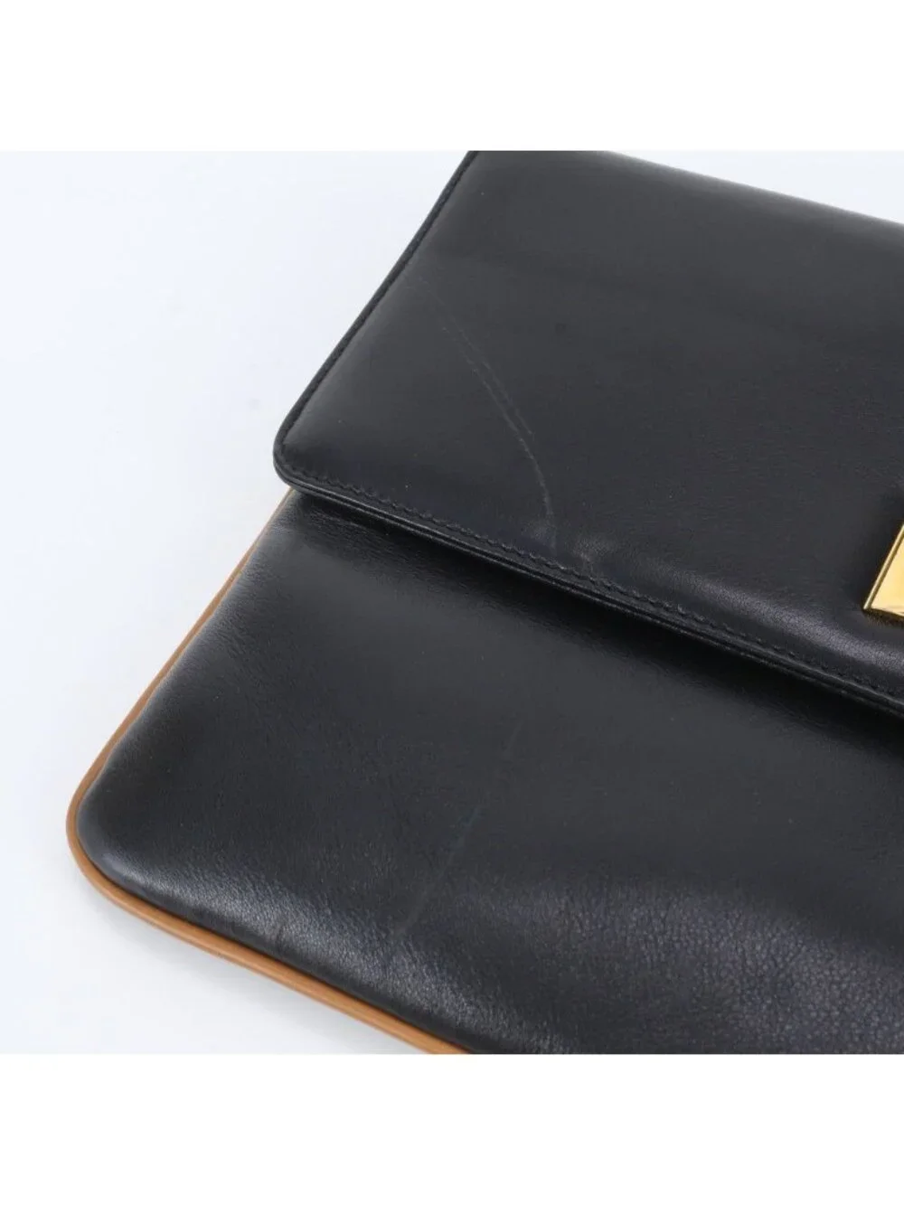 Celine Carriage Leather Clutch Pouch Business Black